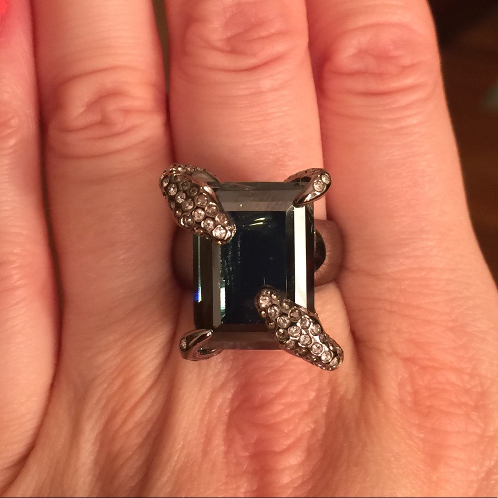 Swarovski black crystal snake ring